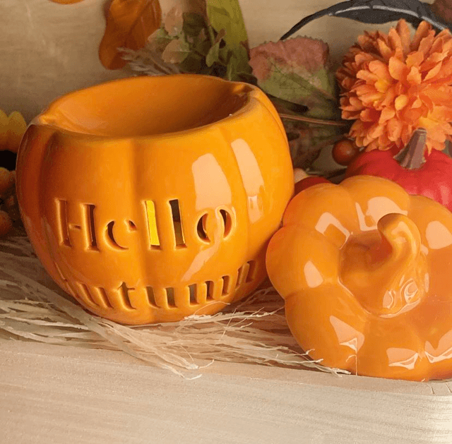 'Hello Autumn' Orange Pumpkin Wax Burner